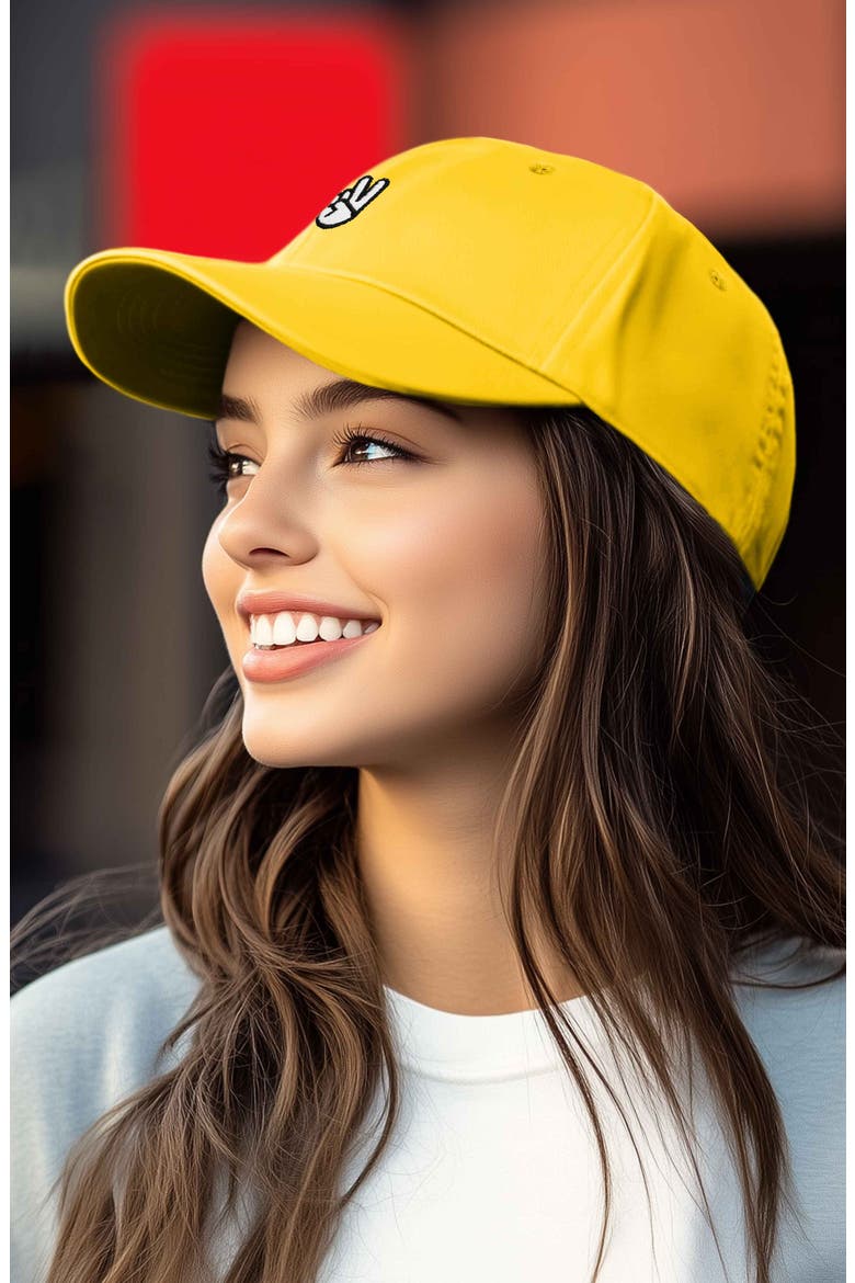 Peace Sign Embroidered Dad Hat, Alternate, color, Gold
