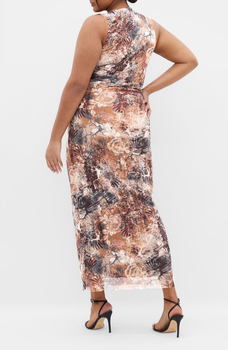 City Chic Western Print Mesh Maxi Dress, Alternate, color, Urban Oasis