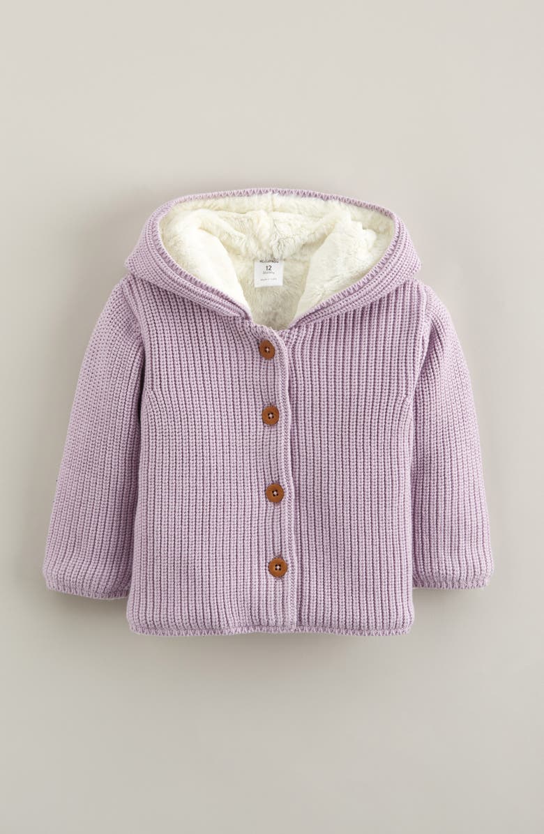 Nordstrom Fleece Lined Hooded Cardigan, Main, color, Purple Frost