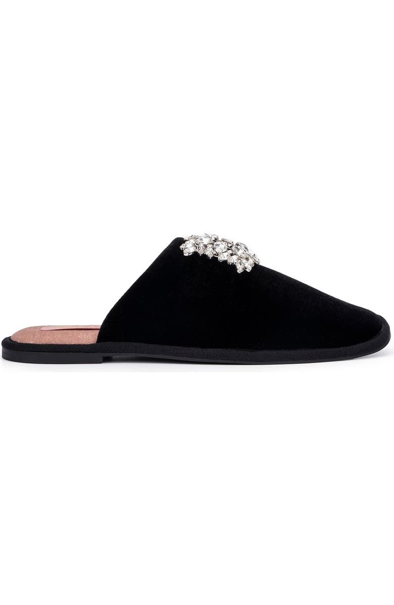 TORGEIS Pippa Rhinestone Embellished Velvet Slipper, Alternate, color, Black