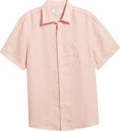 Nordstrom Solid Short Sleeve Linen Button-Up Shirt