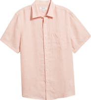 Nordstrom Solid Short Sleeve Linen Button-Up Shirt