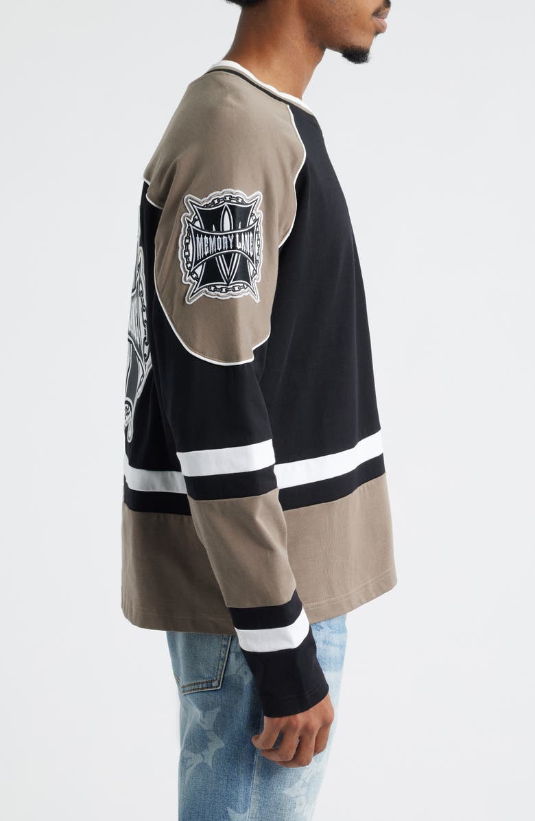 MEMORY LANE Oversize M Shield Hockey Jersey, Alternate, color, Black
