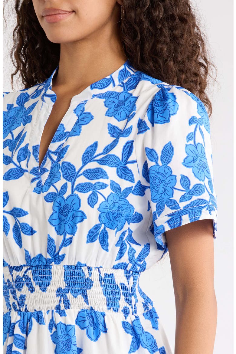 Belraj Floral Print Poplin Maxi Dress, Alternate, color, WHITE-BLUE-MULTI