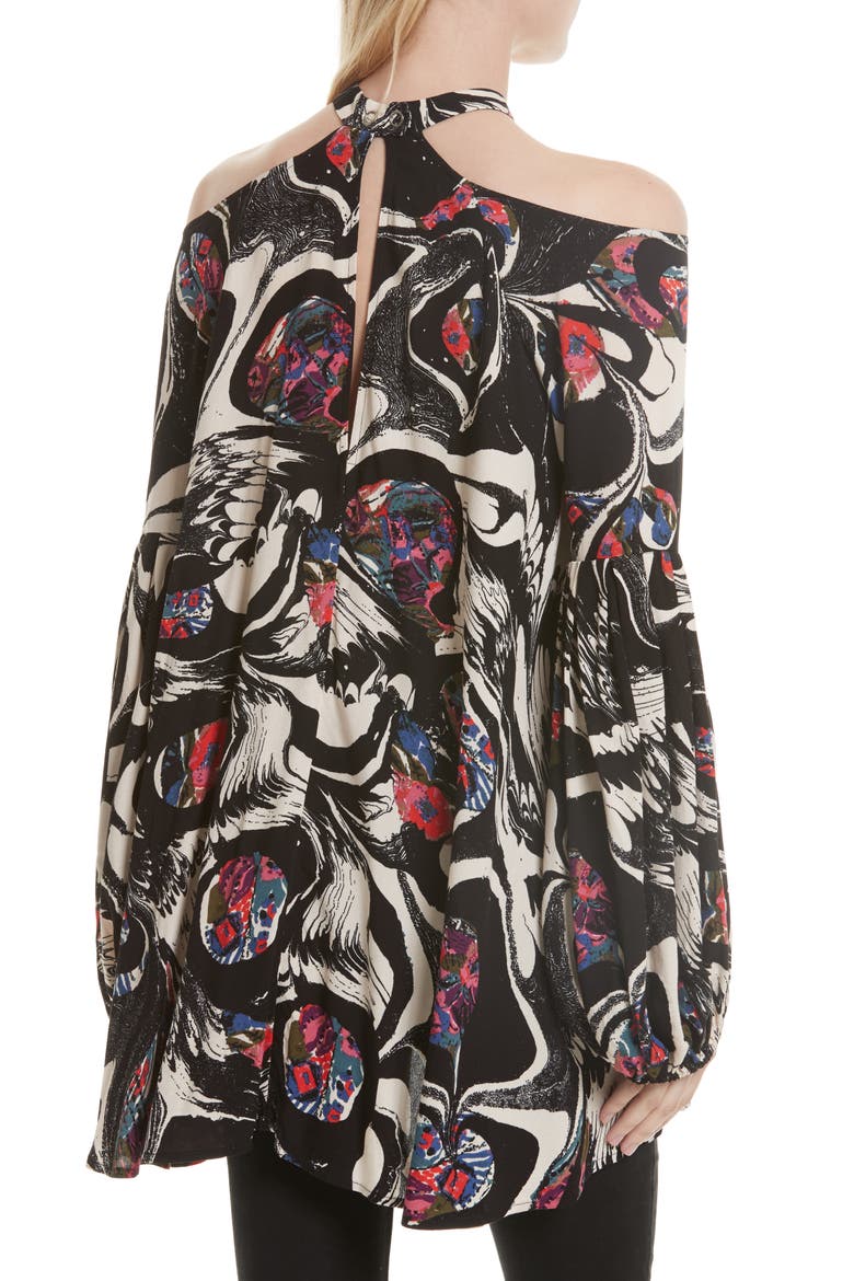 Drift Away Cold Shoulder Tunic, Alternate, color, BLACK