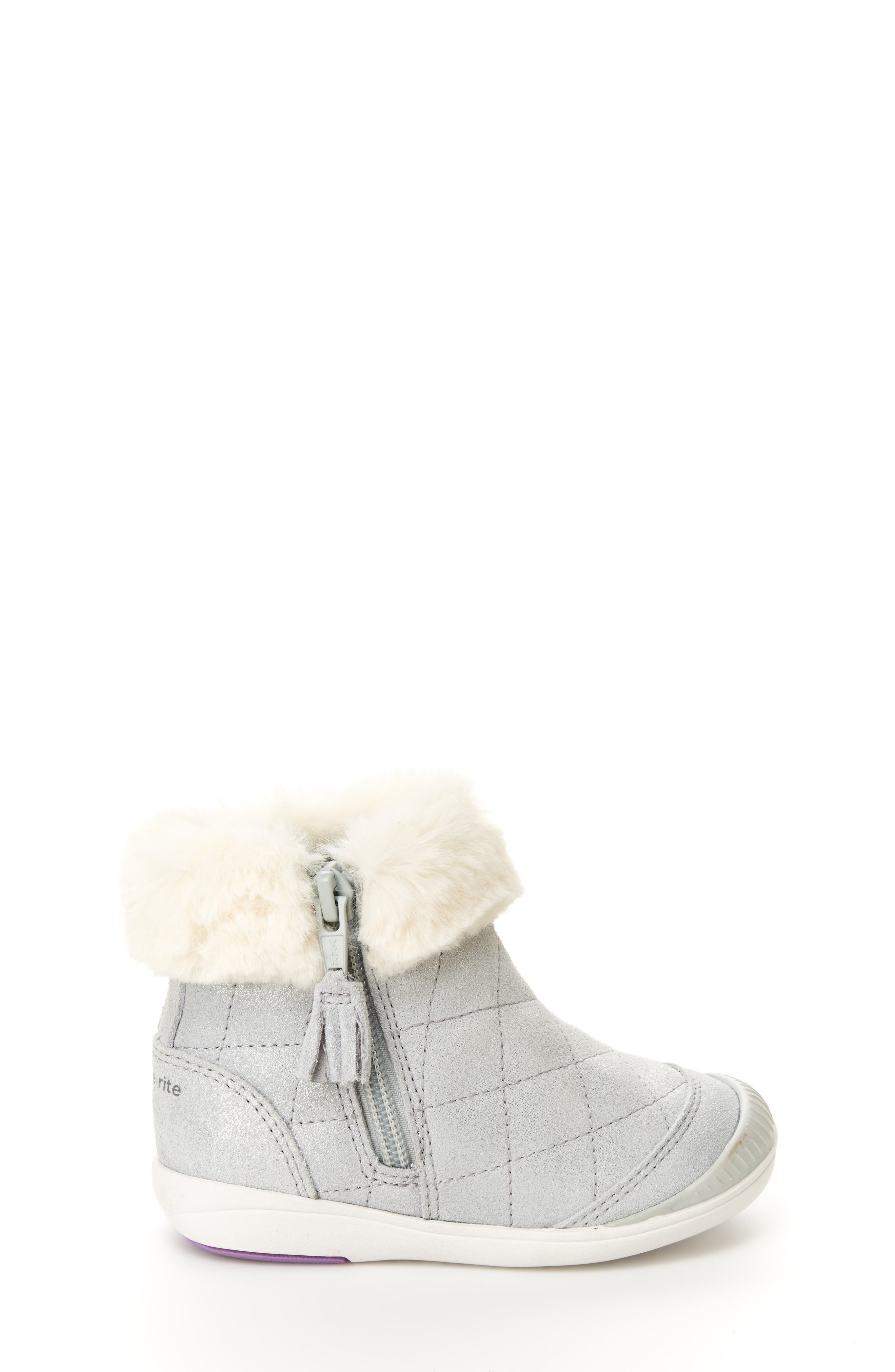 Stride Rite Chloe Faux Fur Quilted Bootie, Alternate, color, 