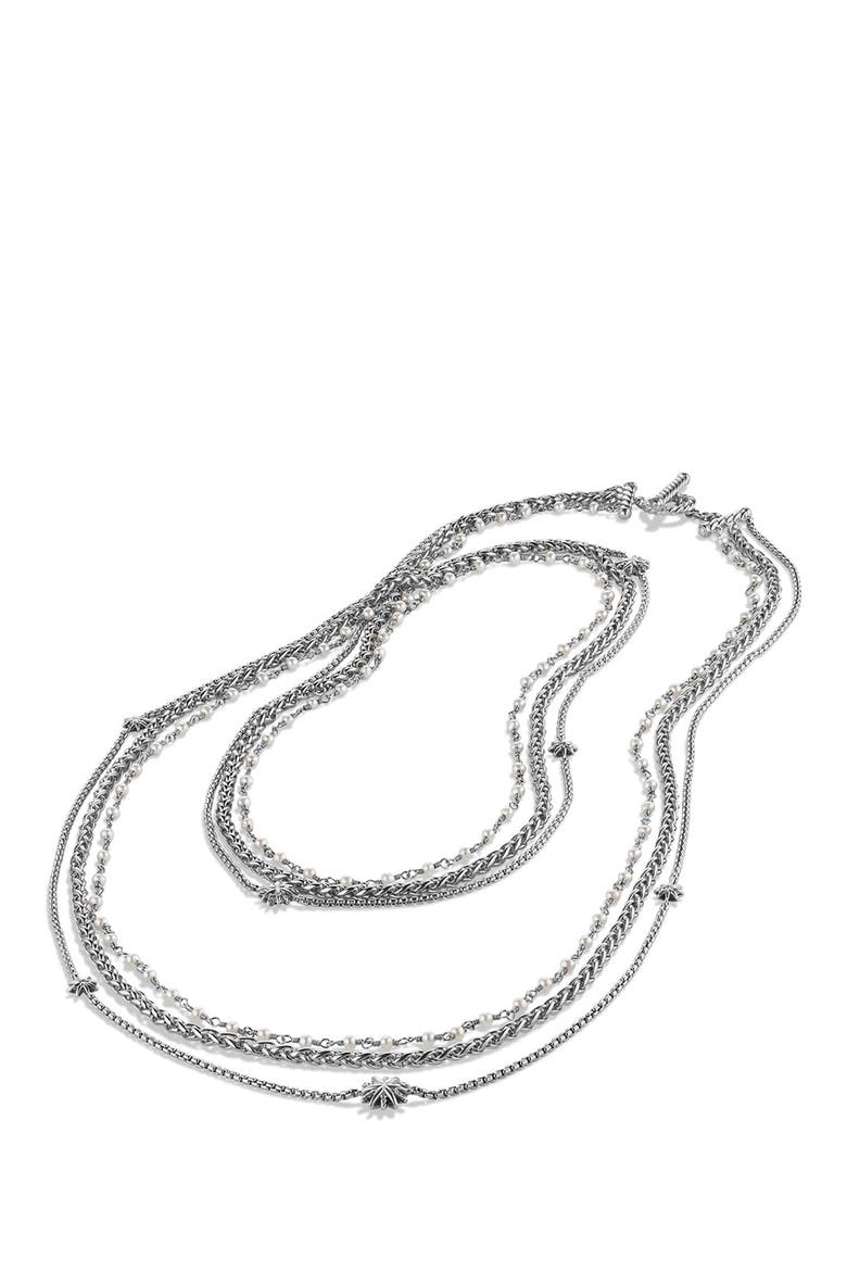 'Starburst' Chain Necklace with Pearls, Alternate, color, PEARL/ SILVER