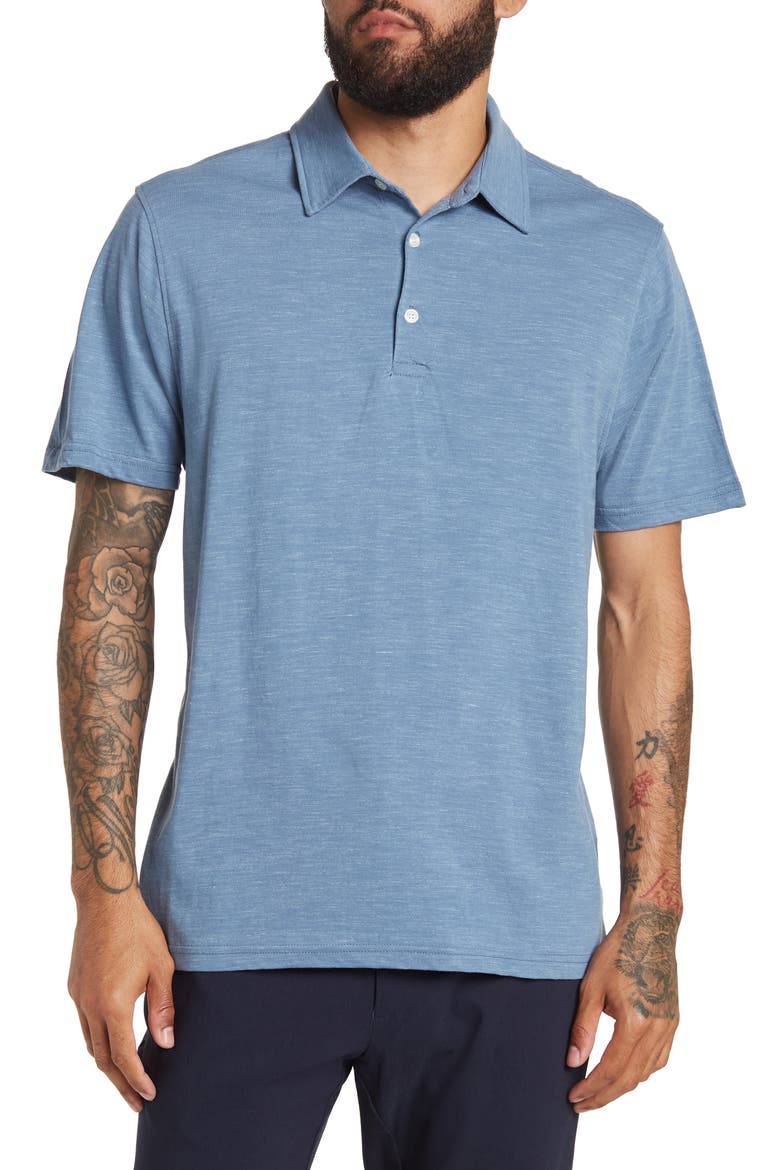 Awave Heathered Polo Shirt, Main, color, BLUE
