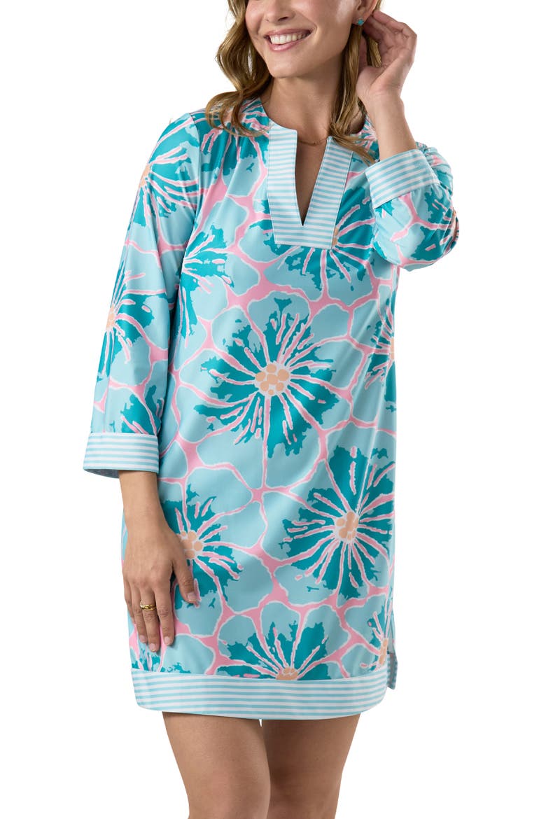 Island UPF Tunic Dress, Main, color, Tropical Pink Palm