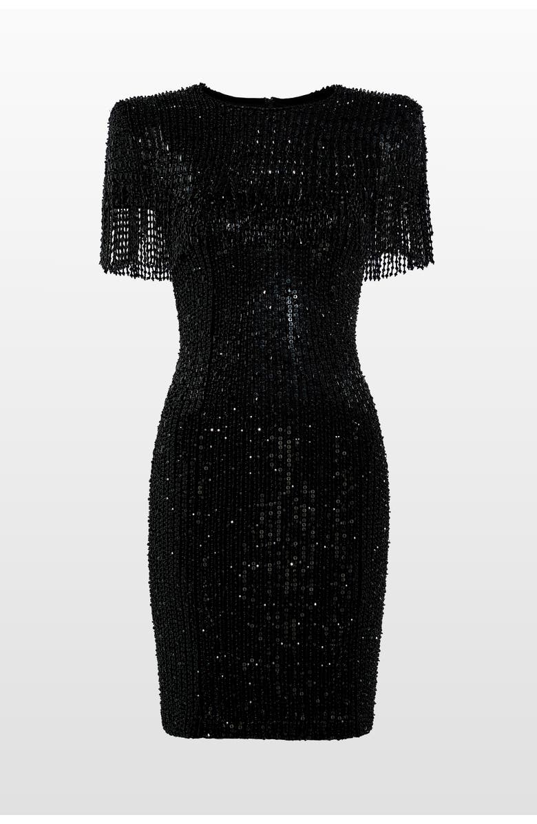 Jenny Packham Swish Sequin-Embellished Beaded Mini Dress, Main, color, Liquorice