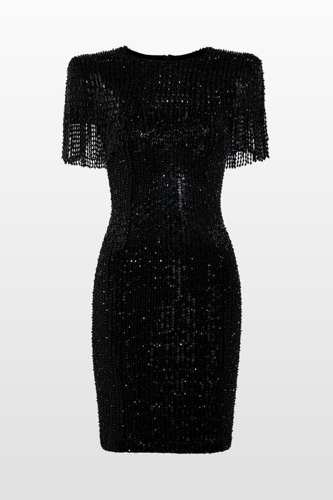Swish Sequin-Embellished Beaded Mini Dress