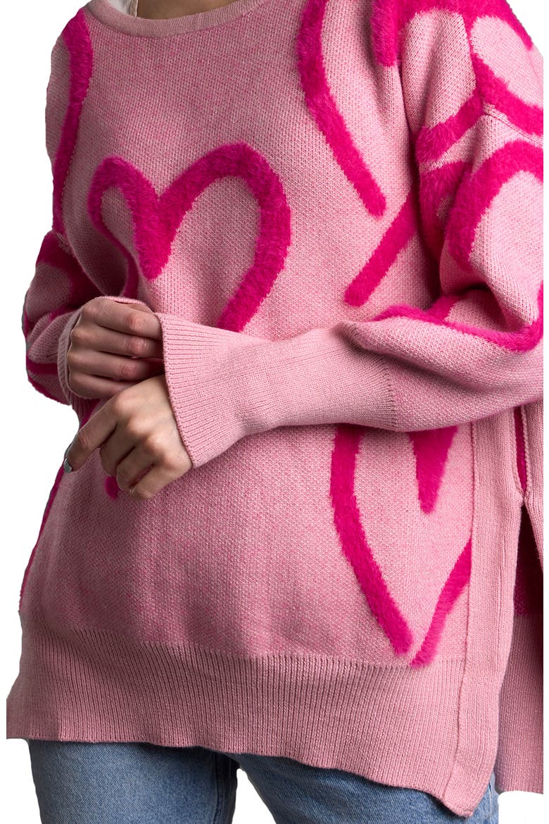 Wispy Heart Tunic Sweater, Alternate, color, PINK