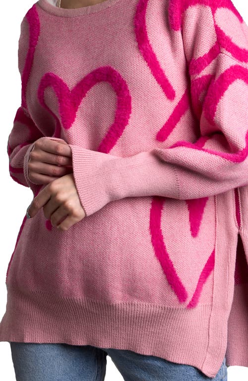 Saachi Wispy Heart Tunic Sweater In Pink