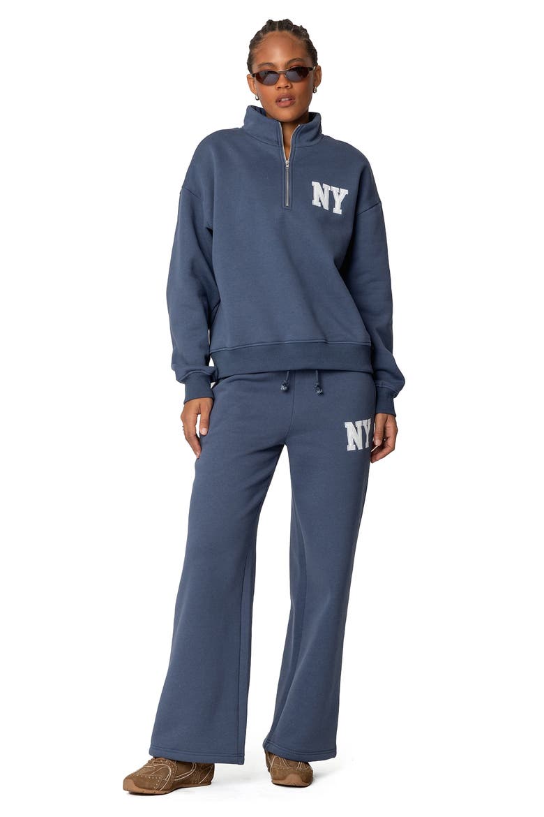 NY Quarter Zip Sweatshirt, Alternate, color, BLUE