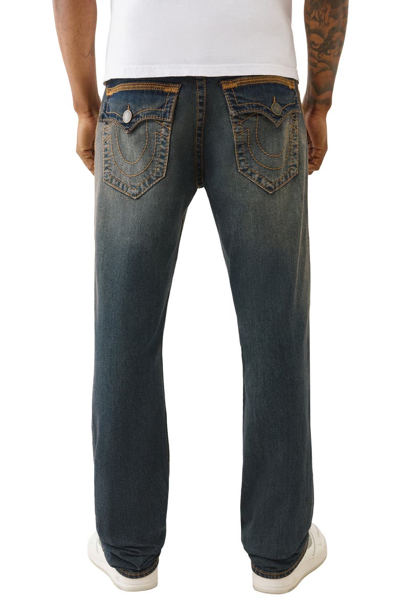 True Religion Ricky Super T Flatlock Straight Leg Jeans, Alternate, color, Greenland Dark Wash