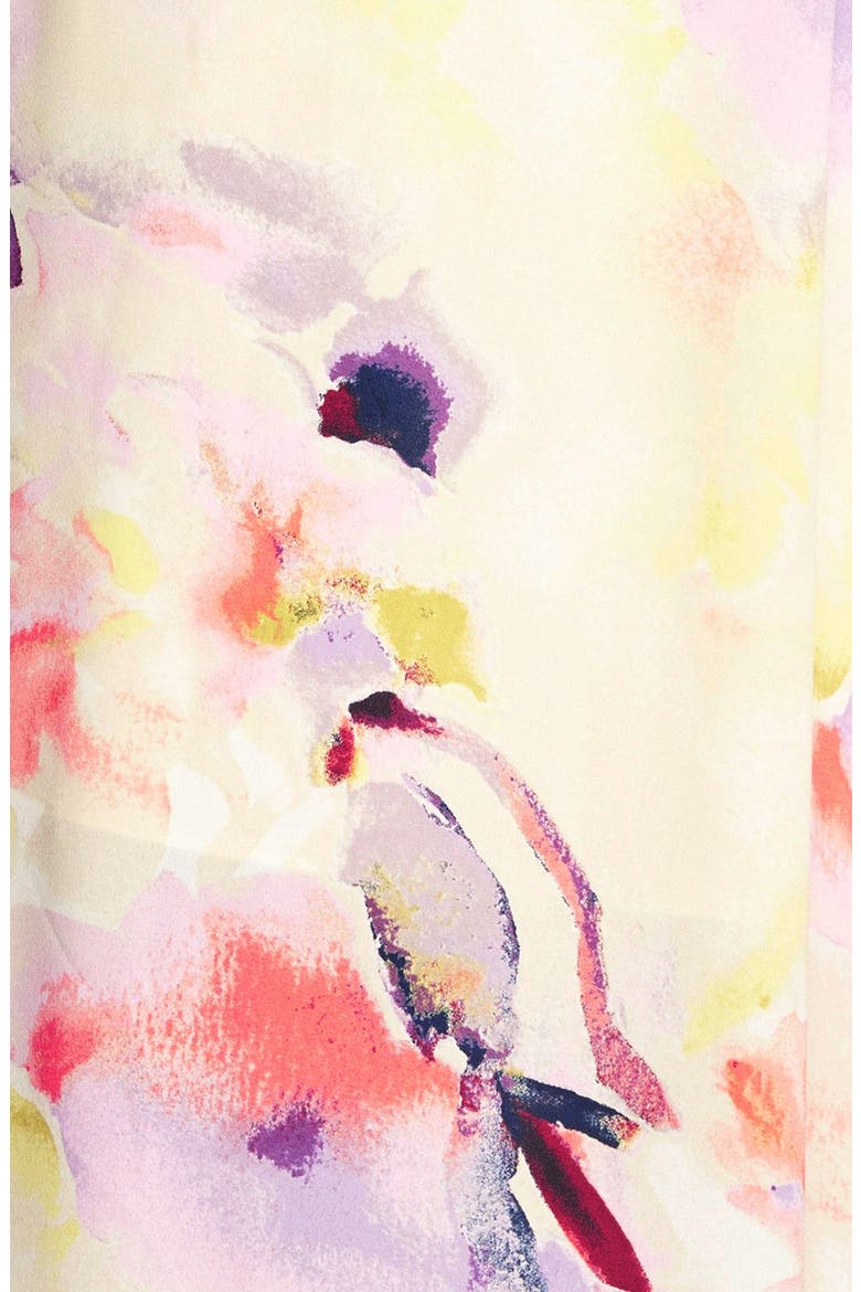 Floral Print High/Low Wrap Dress, Alternate, color, IVORY