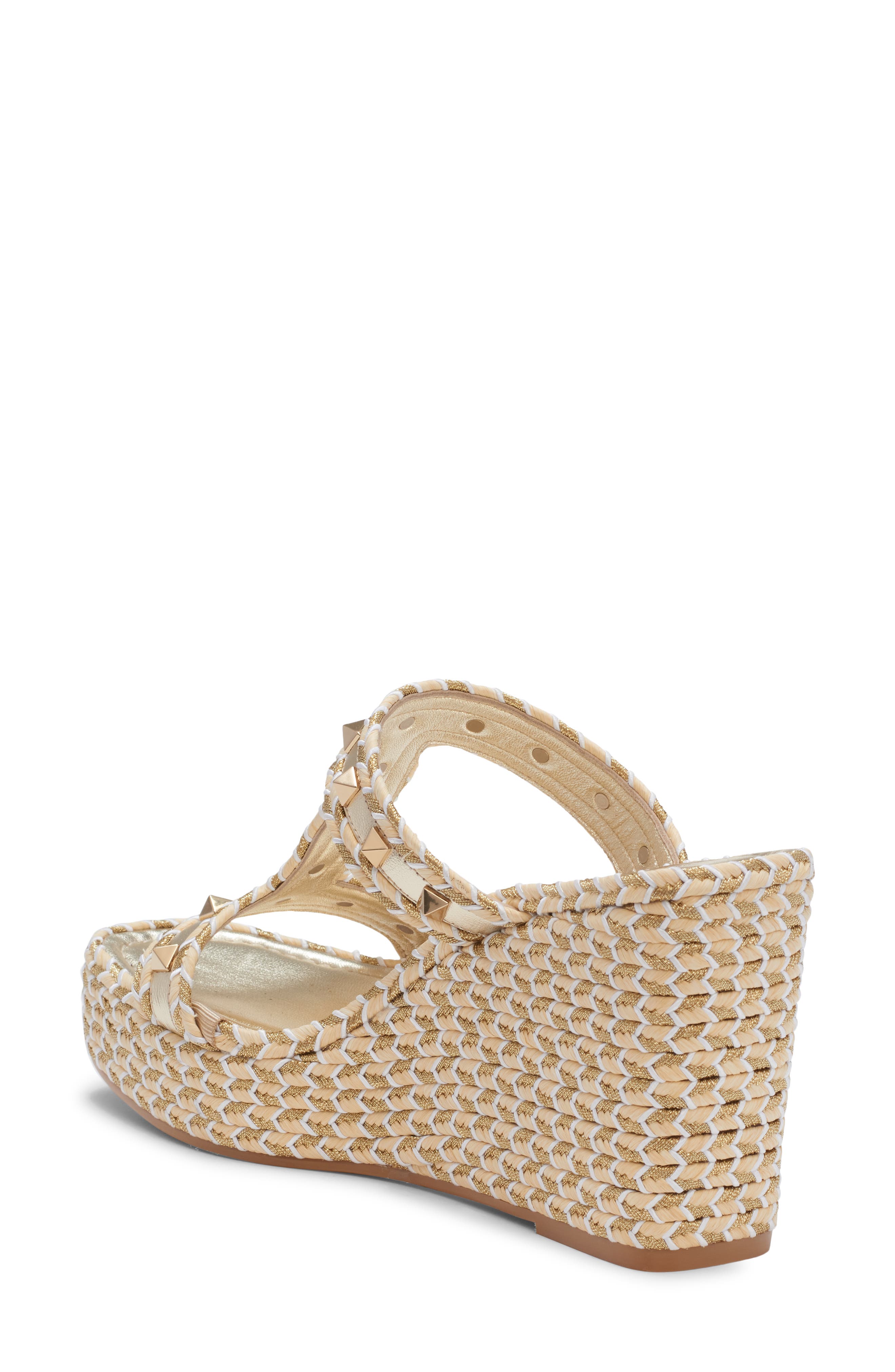Valentino Garavani Rockstud Torchon Wedge Slide Sandal, Alternate, color, 