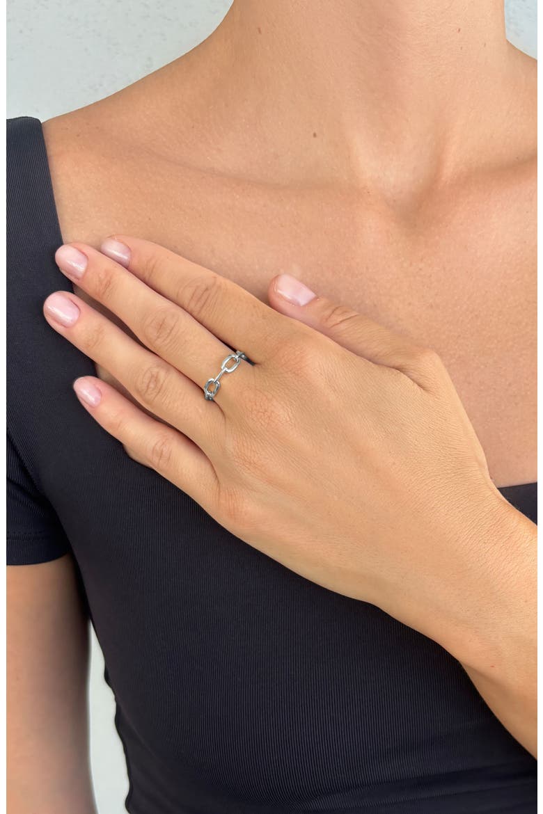 Silver Plated Link Ring, Alternate, color, SILVER