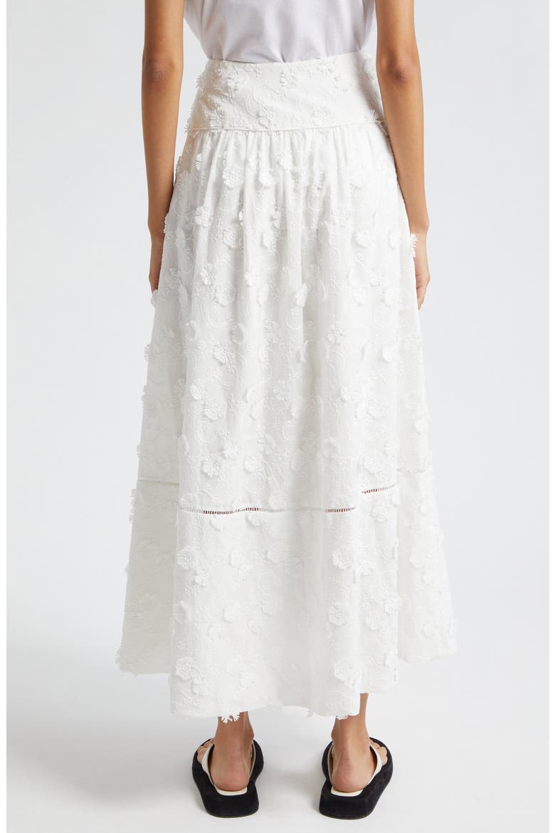 Off White 3D Flower Midi Skirt, Alternate, color, OFF-WHITE
