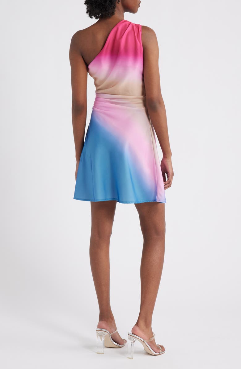Rare London Blur Print One-Shoulder Cocktail Minidress, Alternate, color, Blue Multi