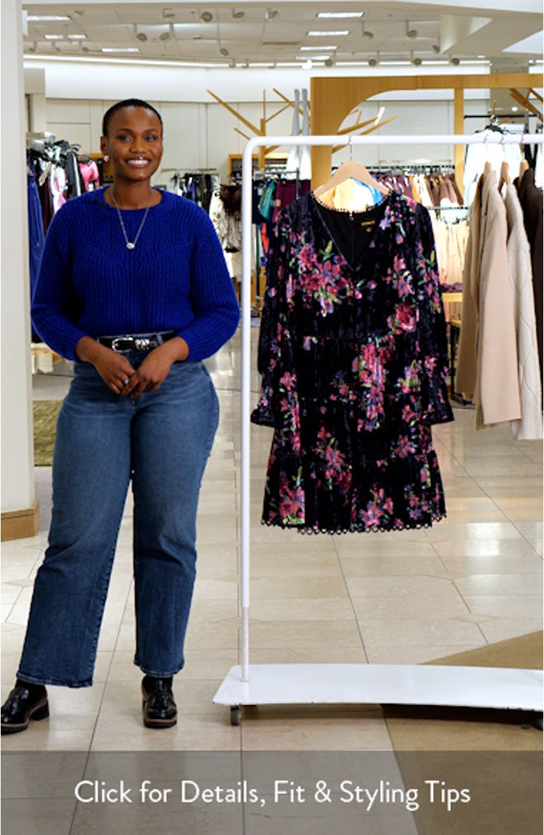 Tulda Amari Floral Long Sleeve Tiered Velvet Dress, sales video thumbnail