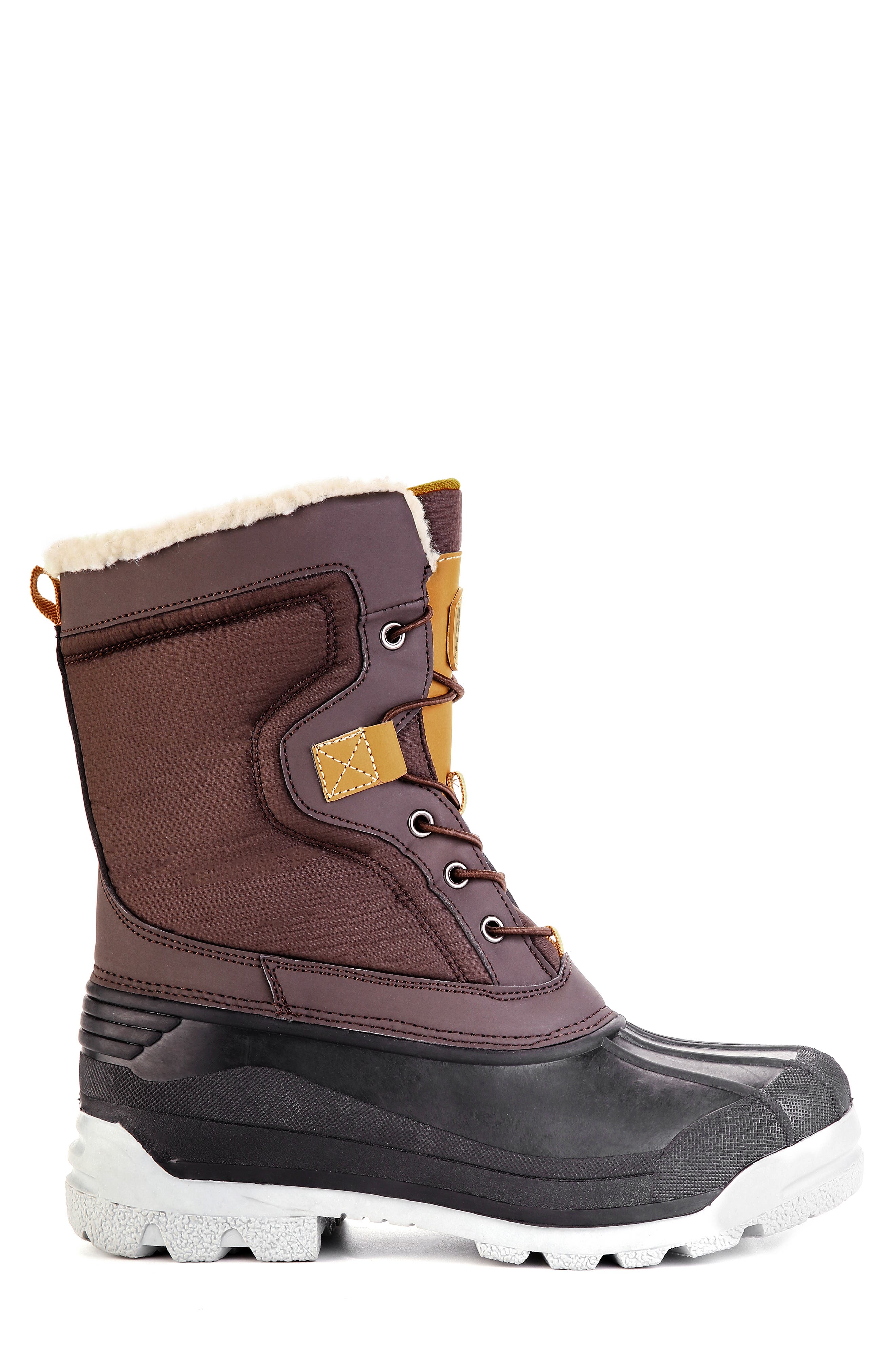 POLAR RANGE Arctic Waterproof Faux-Fur Lined Duck Toe Snow Boot, Alternate, color, Brown