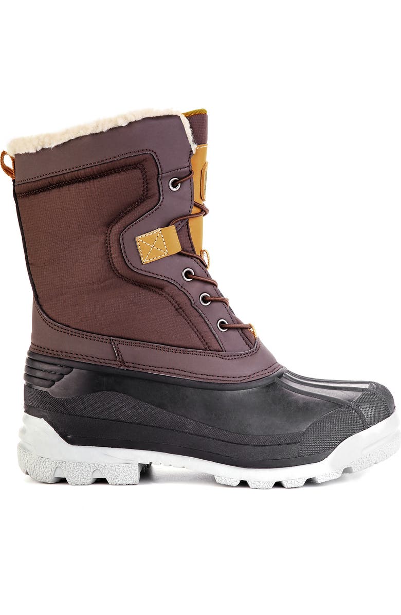 POLAR RANGE Arctic Waterproof Faux-Fur Lined Duck Toe Snow Boot, Alternate, color, Brown
