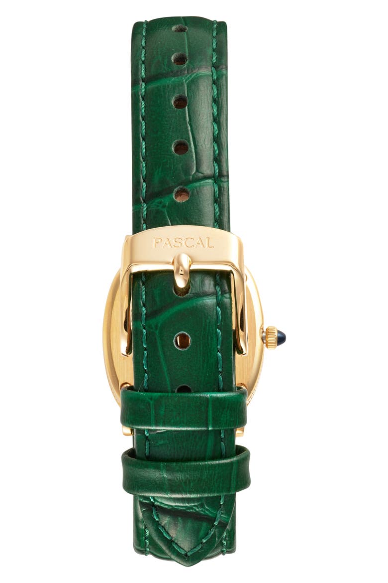 Oval Bubble Lab Grown Diamond Leather Strap Watch, 24mm x 30mm, Alternate, color, LUSH GREEN