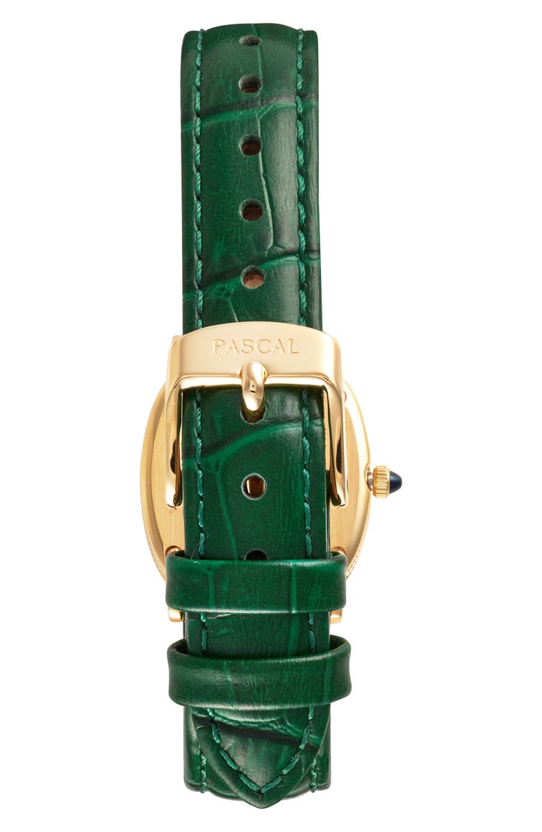 PASCAL Oval Bubble Lab Grown Diamond Leather Strap Watch, 24mm x 30mm, Alternate, color, Lush Green