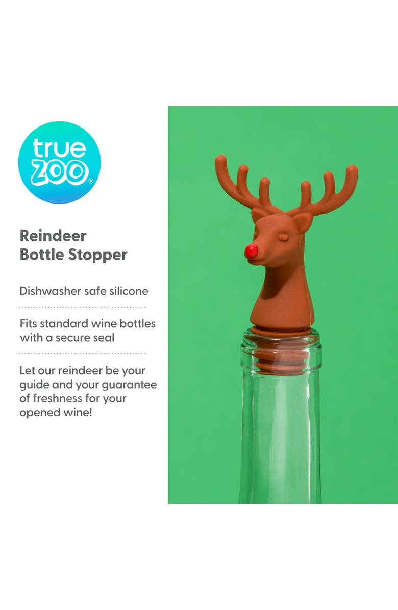 TrueZoo Reindeer Bottle Stopper, Alternate, color, Brown