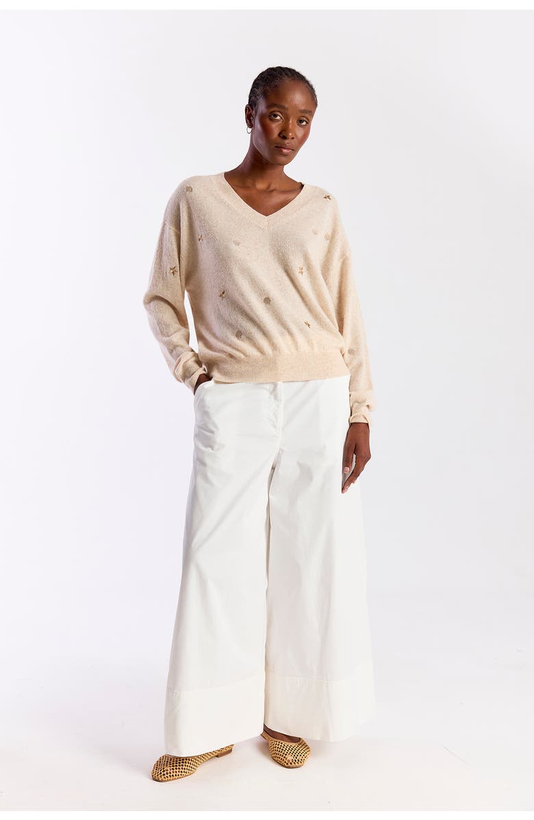 Brodie Pure Cashmere Sea Embroidery 100% Cashmere Sweater, Alternate, color, Cygnet