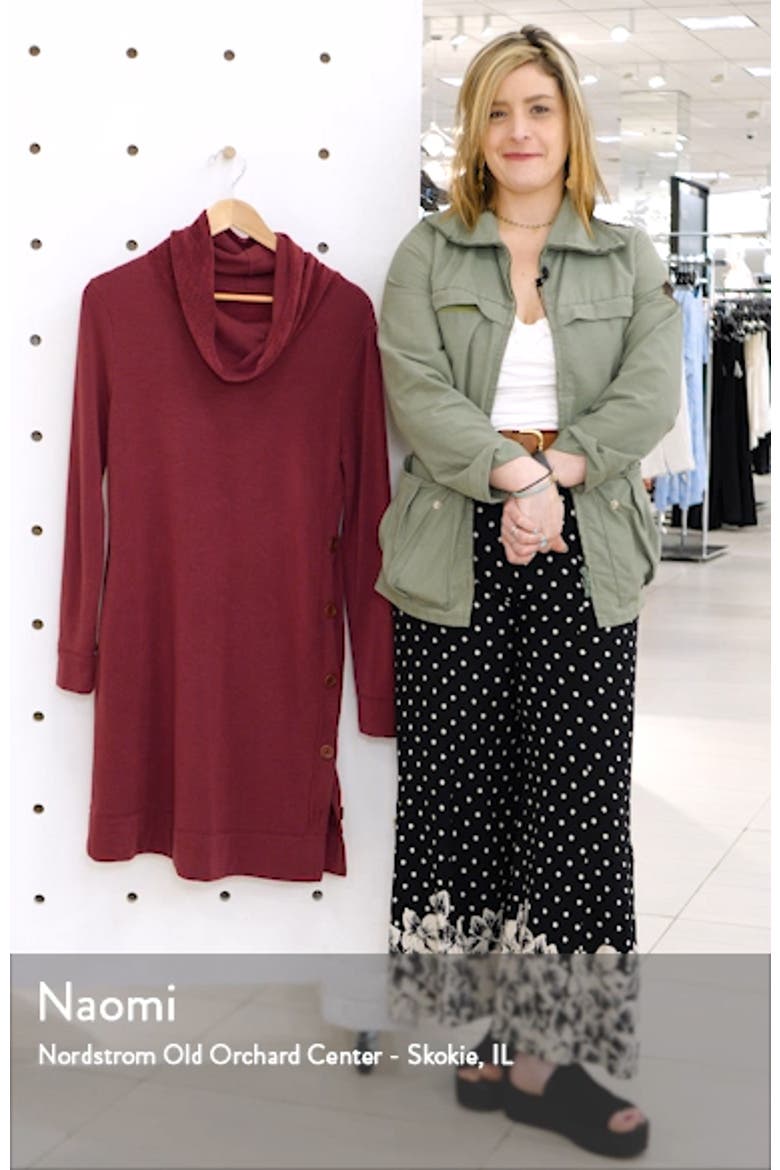 Cowl Neck Side Button Long Sleeve Dress video