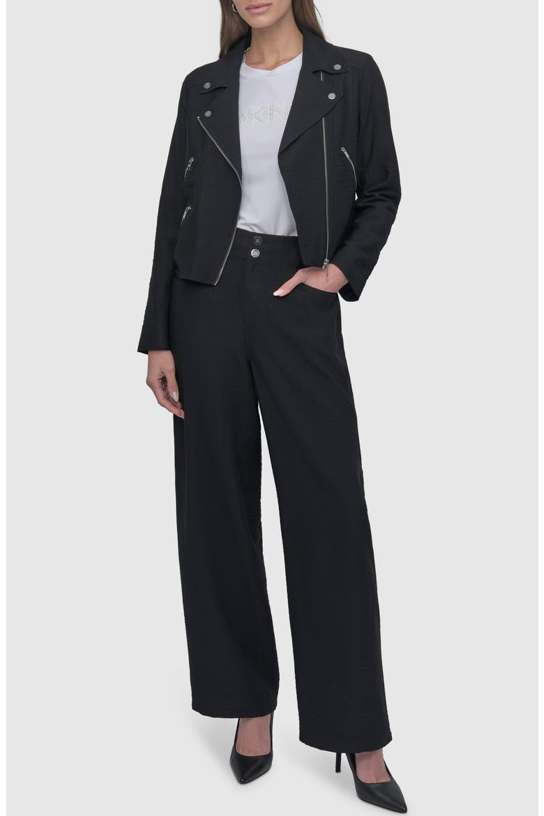 Crinkle Moto Jacket, Alternate, color, BLACK