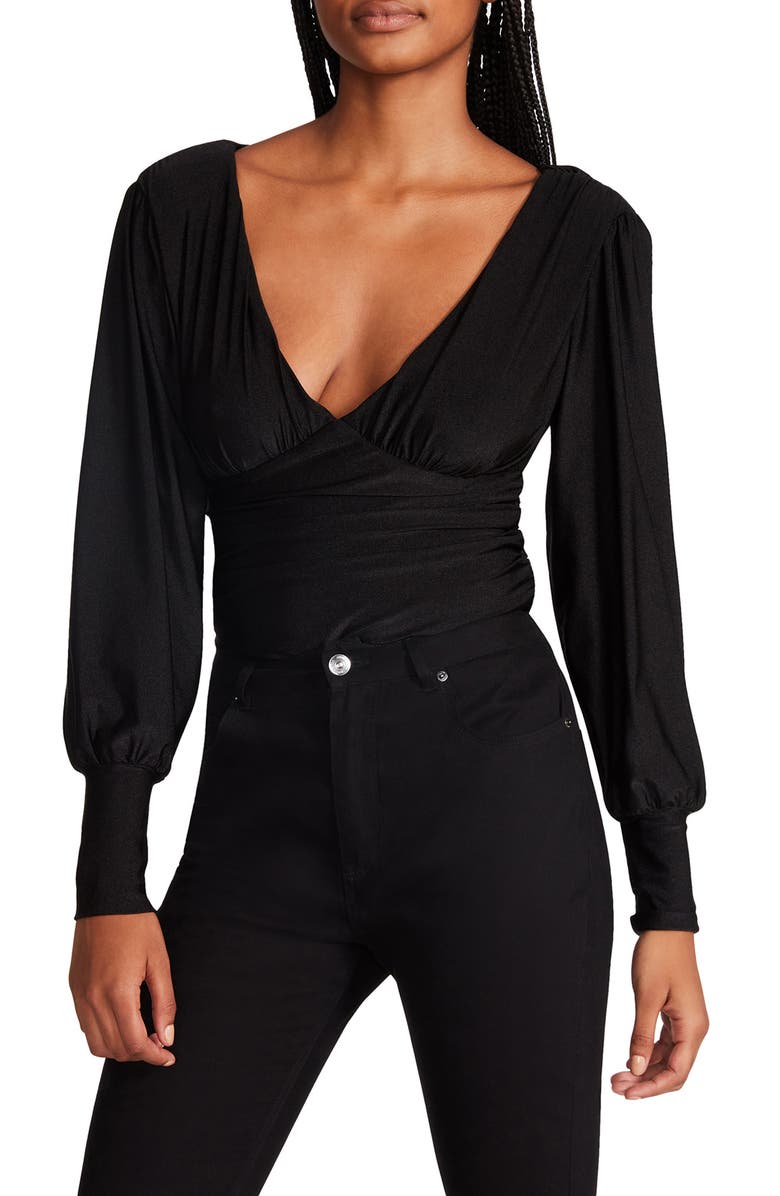 Steve Madden Kali Long Sleeve V-Neck Bodysuit, Main, color, 