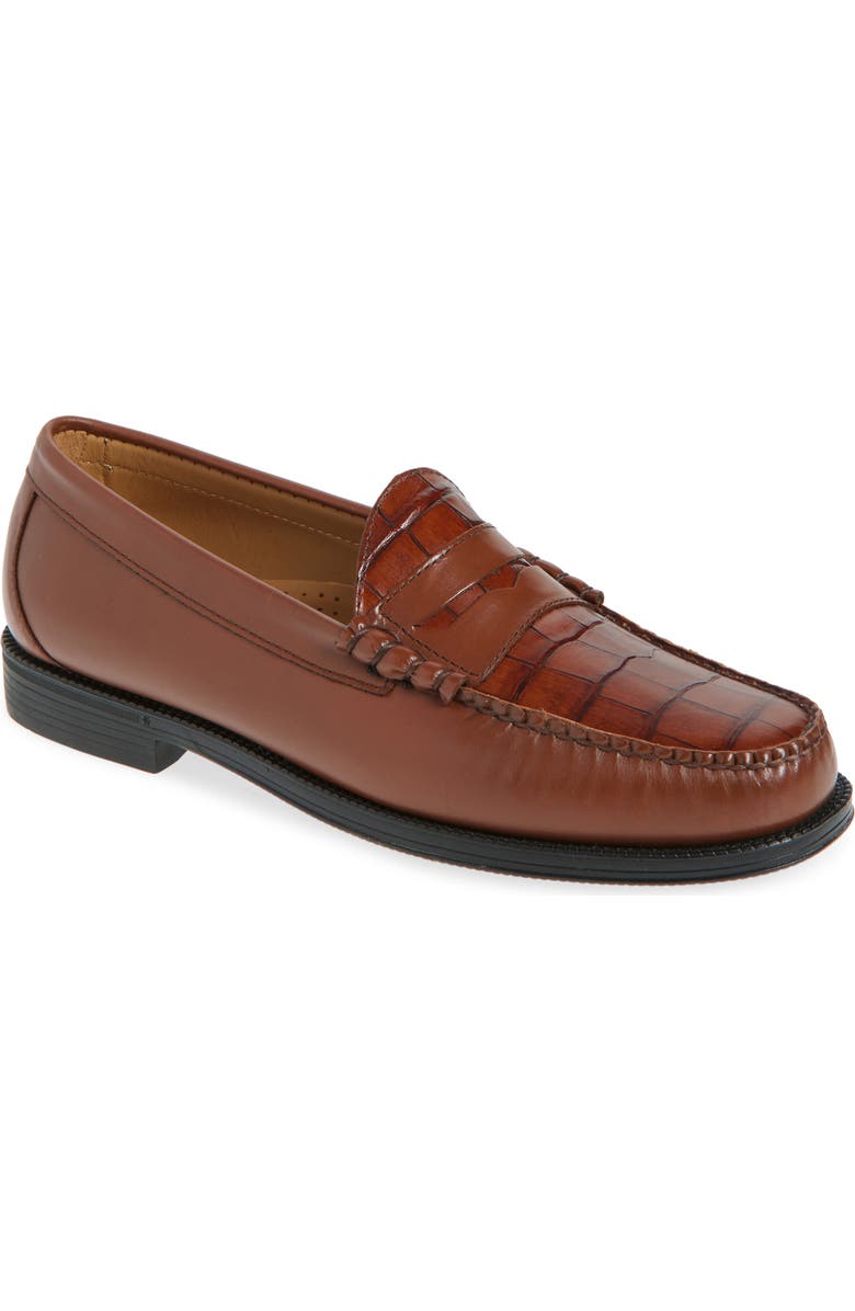 G.H.BASS Larson Easy Weejun Penny Loafer, Main, color, Brown Combo Croco