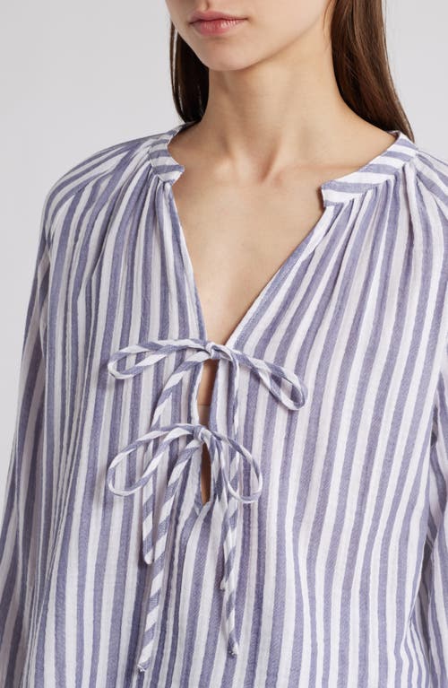 Rails Brielle Stripe Organic Cotton Gauze Tie Neck Top In Admiral Stripe
