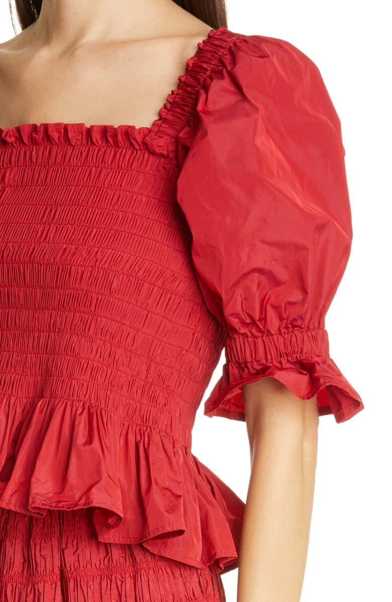 Molly Goddard Mackenzie Shirred Taffeta Top, Alternate, color, 