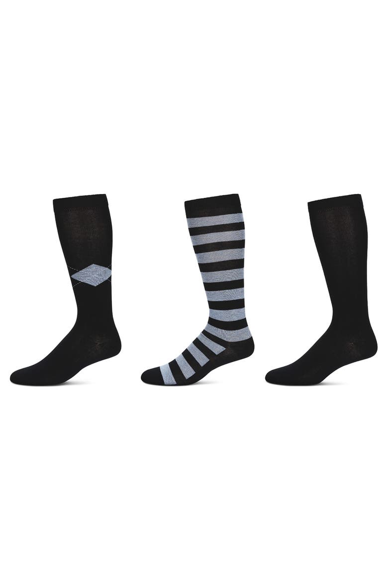 3 Pair Pack Soft Stripe Knee High Socks, Main, color, Navy