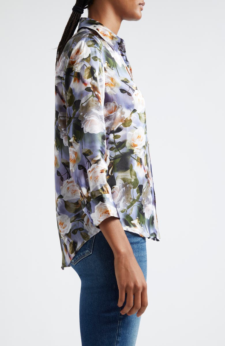 L'AGENCE Dani Floral Silk Charmeuse Blouse, Alternate, color, Multi Distressed Floral