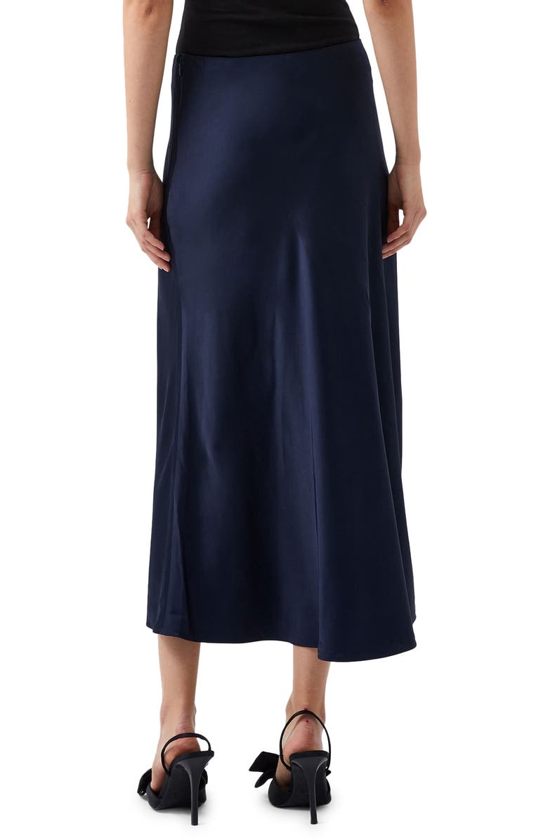 French Connection Ennis Satin Skirt, Alternate, color, Marine