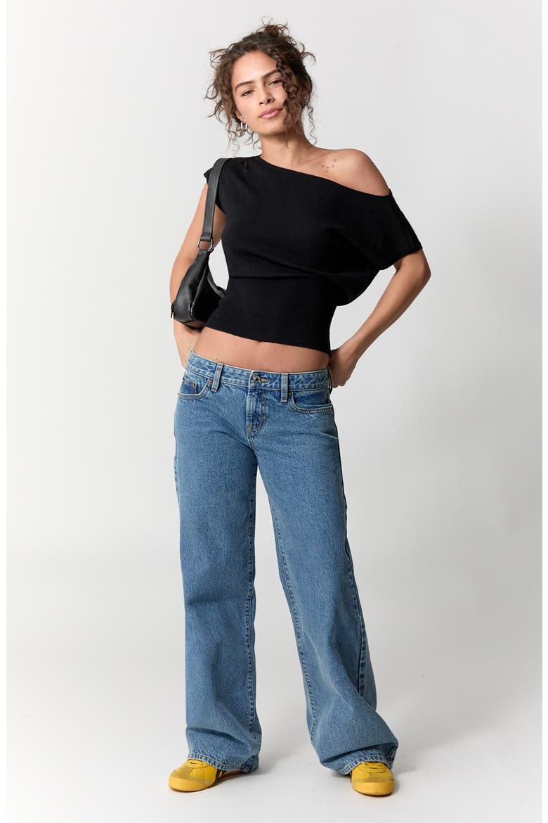 Zoe Low Rise Girlfriend Wide Leg Jeans, Alternate, color, DARK INDIGO