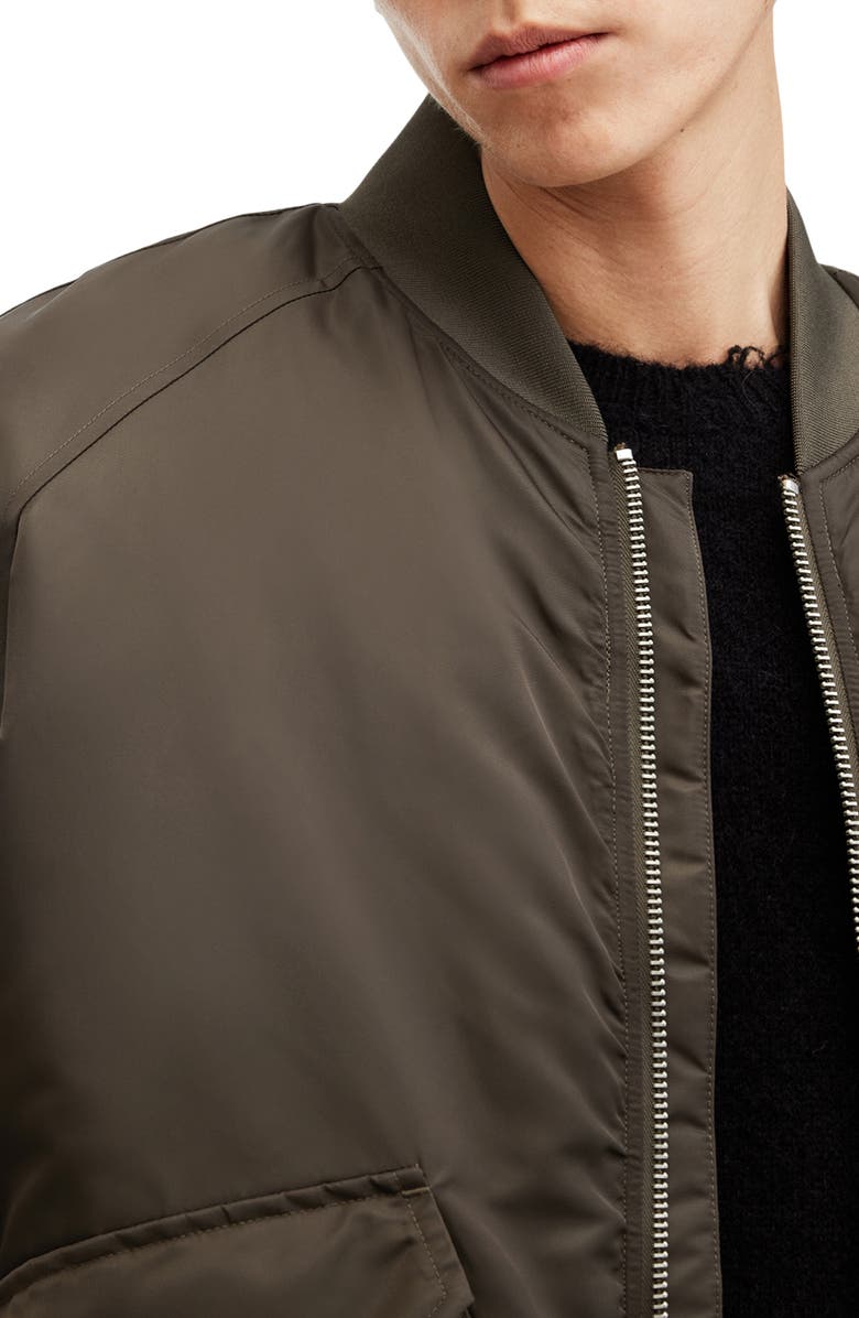 AllSaints Hawk Insulated Nylon Bomber Jacket, Alternate, color, Dull Khaki Green