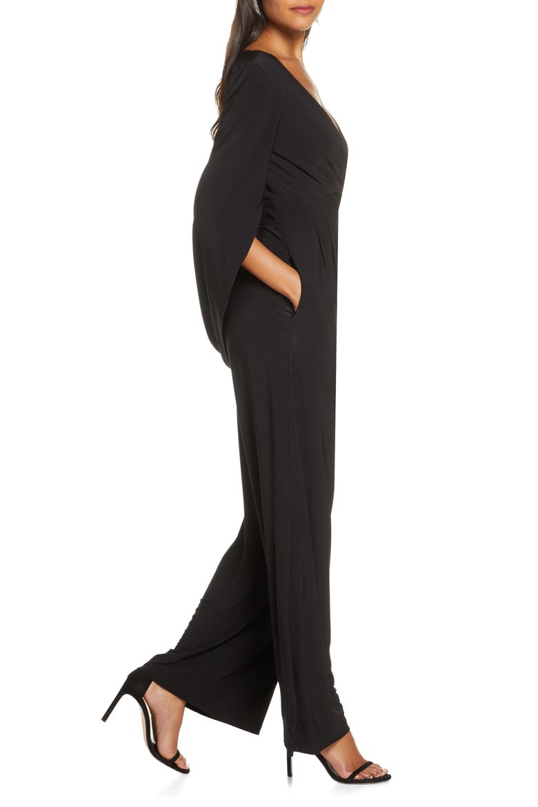 Cape Sleeve Jumpsuit, Alternate, color, BLACK