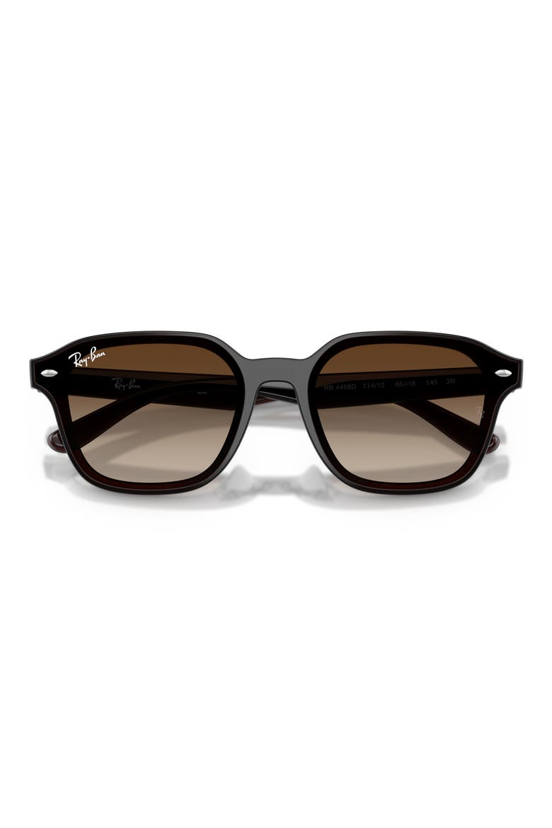 65mm Mirrored Oversize Square Sunglasses, Alternate, color, TRANSPARENT DARK BROWN