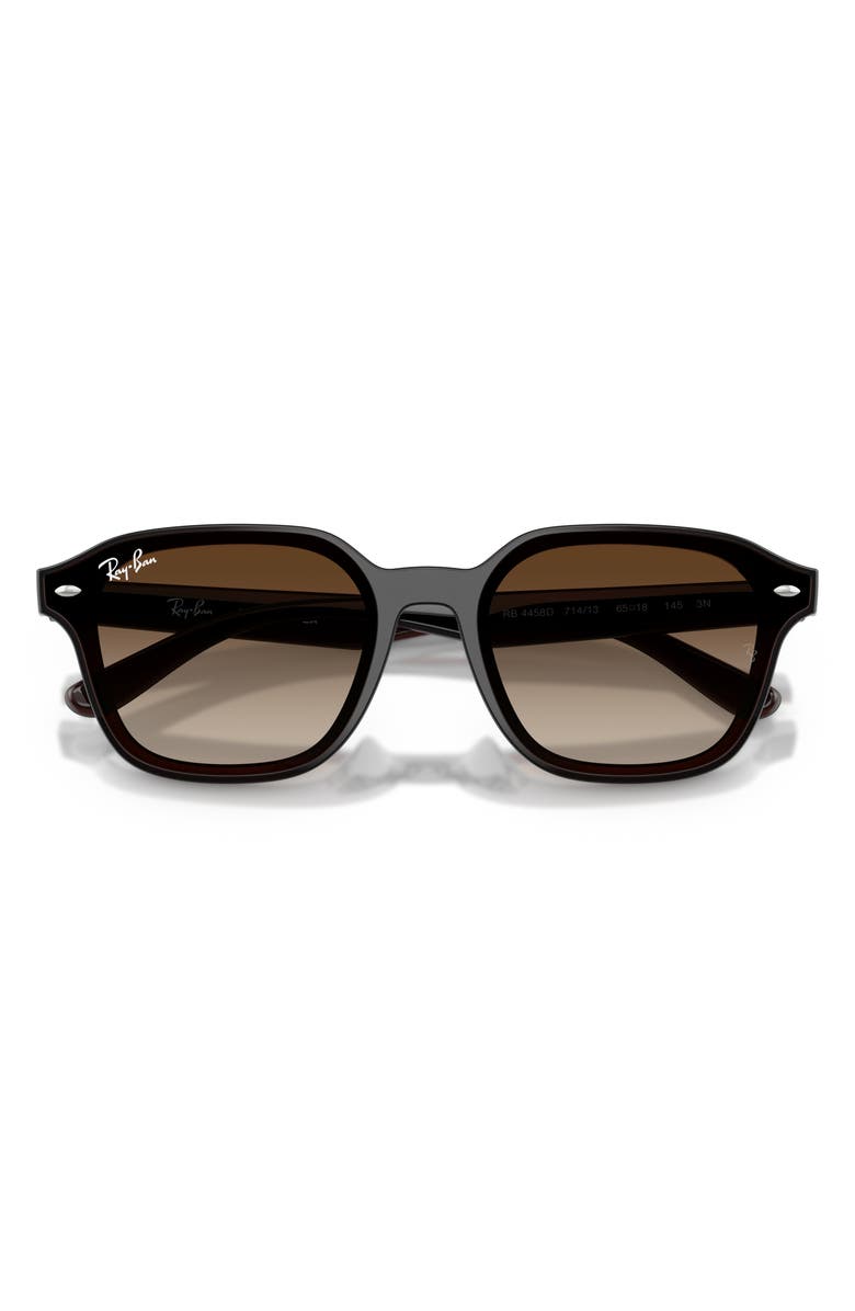 Ray-Ban 65mm Mirrored Oversize Square Sunglasses, Alternate, color, Transparent Dark Brown