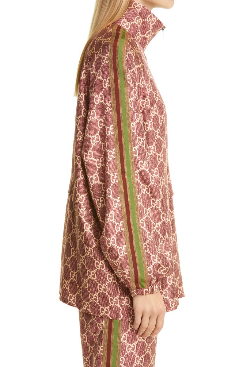 Gucci GG Logo Supreme Print Silk Track Jacket, Alternate, color, 