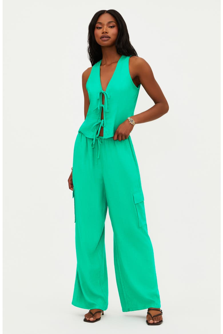 Arlowe Tie Front Vest, Alternate, color, MEDITERRANEAN MINT