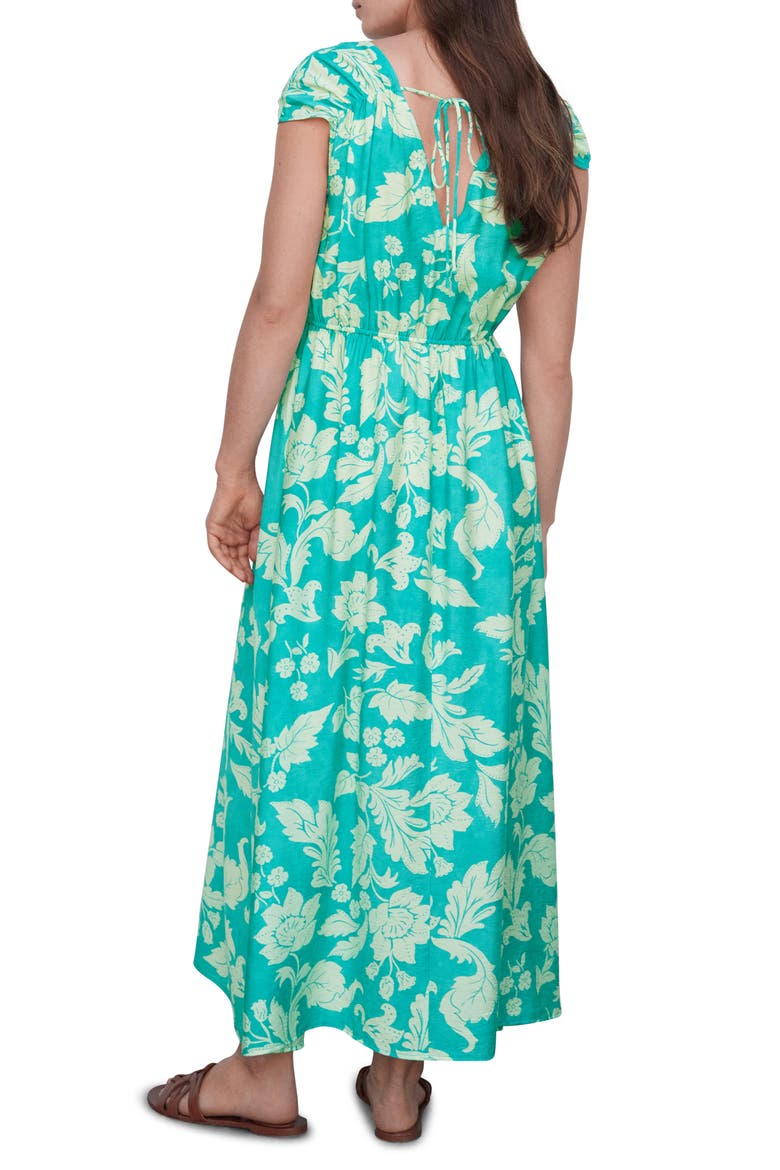 Floral Ruched Dress, Alternate, color, TURQUOISE