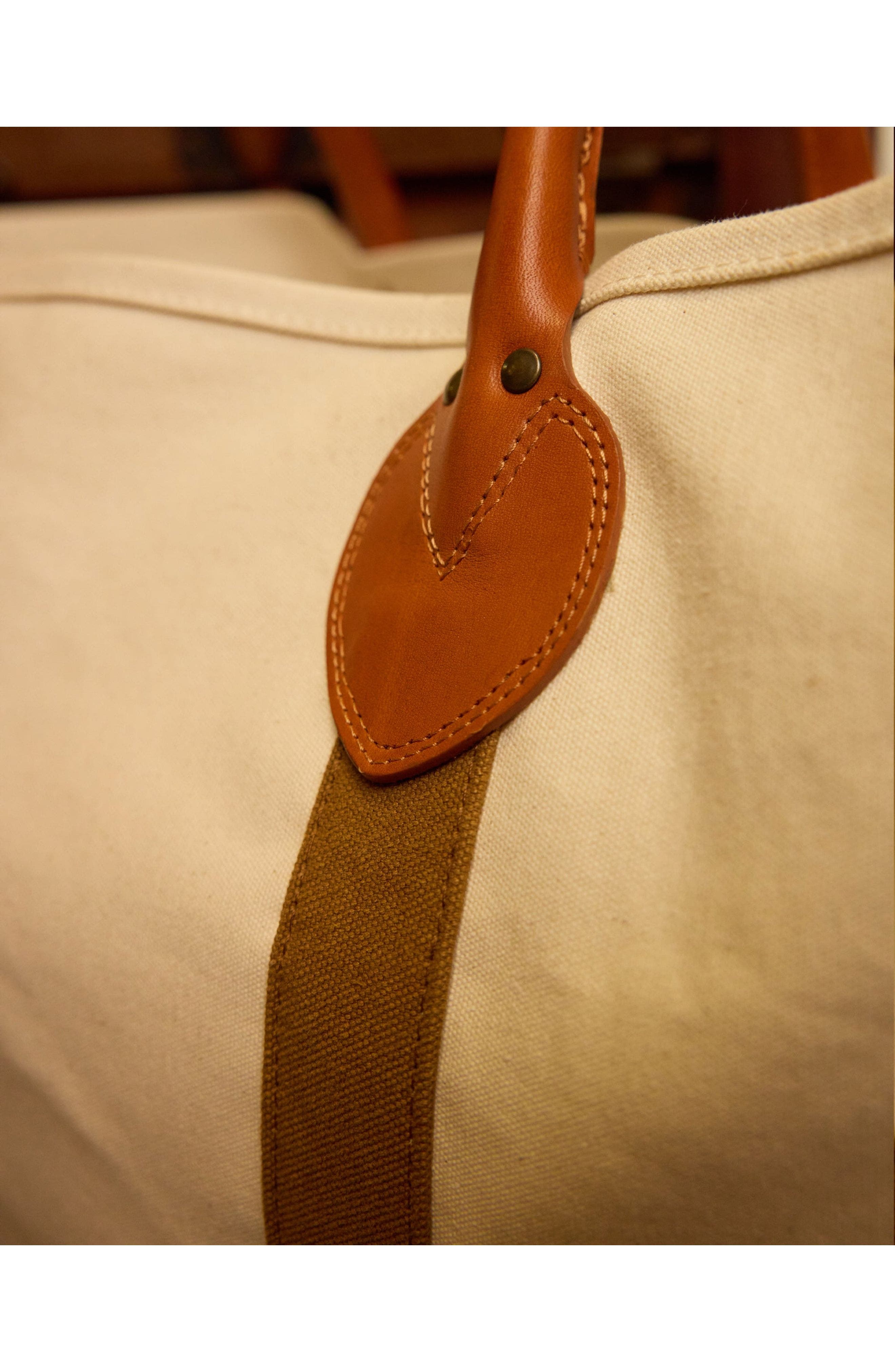 Fortela Port Canvas Bag with Leather Handles, Alternate, color, Off White