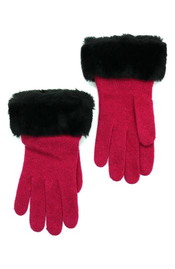 Portolano Wool Blend Gloves With Faux Fur Trim